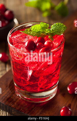 Fatti in casa a base di mirtillo palustre Boozy Cocktail con vodka e menta Foto Stock