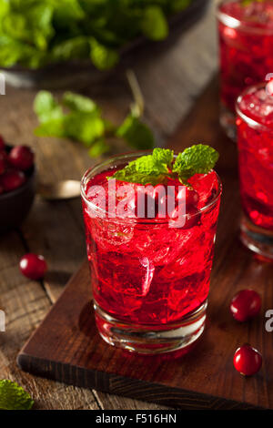 Fatti in casa a base di mirtillo palustre Boozy Cocktail con vodka e menta Foto Stock