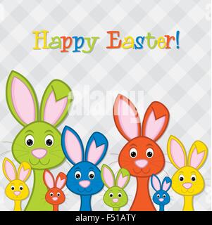 Nascondere conigli pasquali scheda in formato vettoriale. Illustrazione Vettoriale