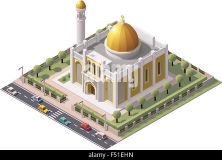 Vettore moschea isometrica Illustrazione Vettoriale