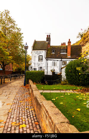 Ye Olde Trip to Jerusalem più antico inn pub in Inghilterra 1189 annuncio Annuncio 1189costruire la facciata esterna Nottingham City REGNO UNITO Inghilterra Foto Stock