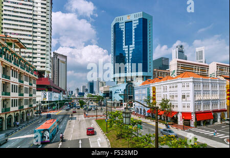 Singapore, China Town, visualizzare di nuovo Bridge Road Foto Stock