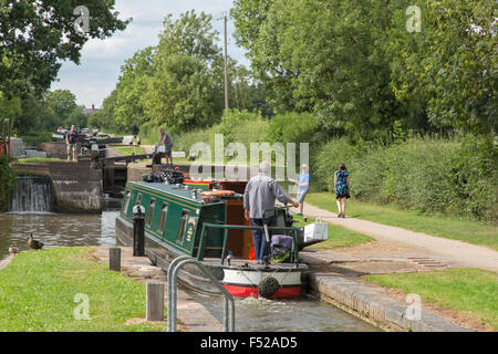 Lapworth volo di serrature in Stratford upon Avon Canal, Warwickshire, Inghilterra, Regno Unito Foto Stock