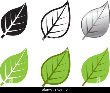 Erbe icona foglia in molti stile, illustrazione vettoriale Illustrazione Vettoriale