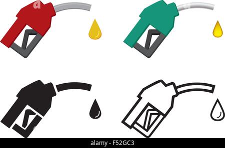 Ugello carburante e caduta di olio, olio icona energia, vettore Illustrazione Vettoriale