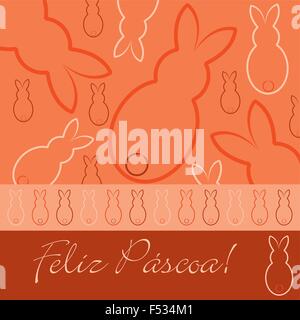 Disegnato a mano coniglietto di pasqua card in formato vettoriale. Illustrazione Vettoriale
