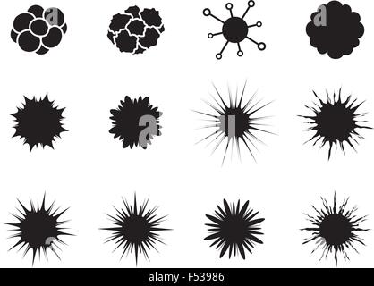 Set di cellula di cancro in stile appartamento. Batteri, malattia, agente patogeno, germe, batterio HIV e virus vettore, Illustrazione Vettoriale