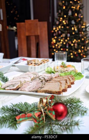 Tabella impostata sul Natale Foto Stock