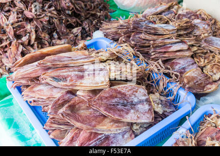 Calamaro asciugato sono il cibo dei pescatori Foto Stock