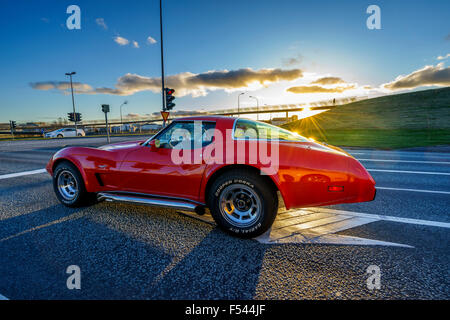 Rosso vintage Chevrolet Corvette, Reykjavik, Islanda Foto Stock