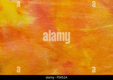 Orange pittura ad acquerello su carta crespa texture di sfondo Foto Stock