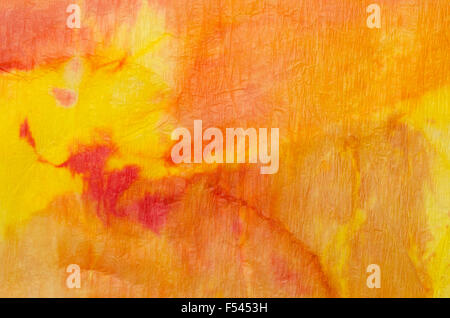 Orange pittura ad acquerello su carta crespa texture di sfondo Foto Stock