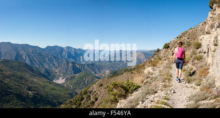 Escursioni nelle Alpi Marittime, Vesubie Valley, il Parco Nazionale del Mercantour, Nice, Francia Foto Stock