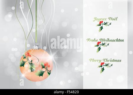 Auguri di Natale in francese, inglese e tedesco su sfondo neutro - completamente modificabile eps vettore 10 Illustrazione Vettoriale