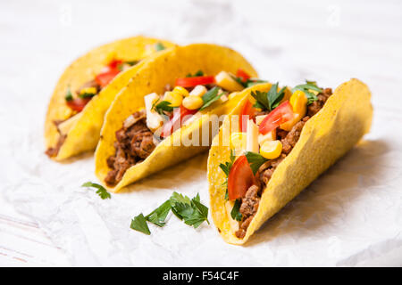 Deliziosi tacos con carne di manzo Foto Stock