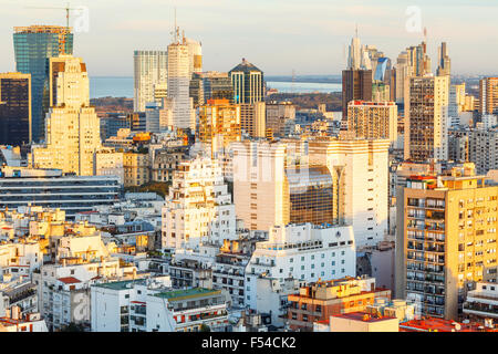Vista aerea della città di Buenos Aires Argentina downtown skyline al tramonto Foto Stock
