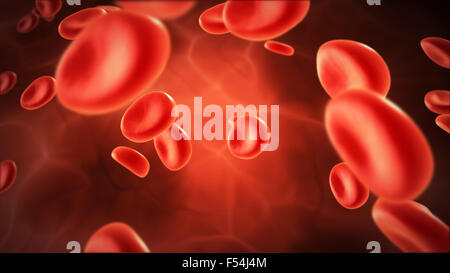 Lo streaming di cellule del sangue in vena con la profondità di campo Foto Stock