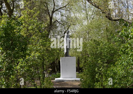 Antica statua di Lenin si affaccia dalle boccole Foto Stock