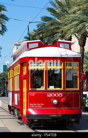 Tram di Canal Street a New Orleans, Louisiana, Stati Uniti d'America Foto Stock