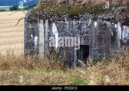 Cecoslovacco fortificazioni difensive pre-belliche costruite sul confine dintorni Slavonice, Boemia meridionale, Repubblica Ceca Foto Stock