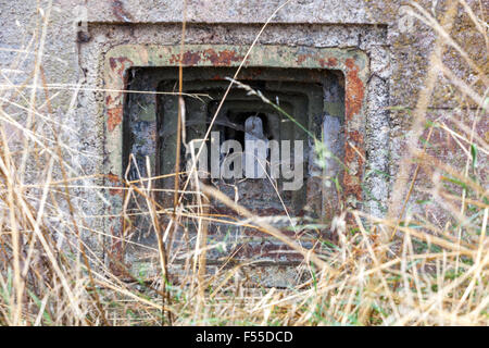 Cecoslovacco fortificazioni difensive pre-belliche costruite sul confine. Dintorni Slavonice, Boemia del Sud, Repubblica Ceca Foto Stock