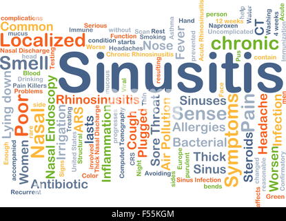 Concetto di sfondo wordcloud illustrazione di sinusite Foto Stock