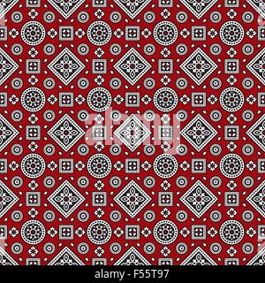 Red Sindhi Ajrak Pattern, illustrazione vettoriale Illustrazione Vettoriale