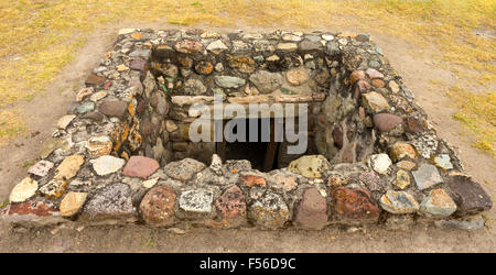 Ingresso della tomba di Yagul sito archeologico, Oaxaca, Messico. Foto Stock