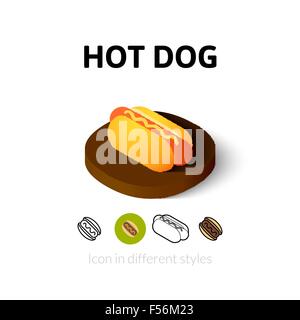 Hot Dog icona in stile differente Illustrazione Vettoriale