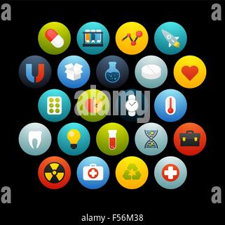 Piatto set di icone 15 Illustrazione Vettoriale