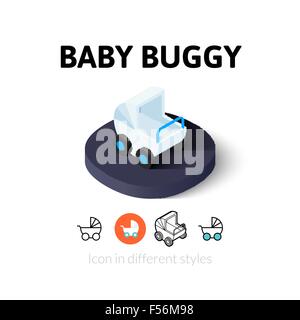 Baby buggy icona in stile differente Illustrazione Vettoriale