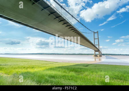 La sospensione Humber Bridge, Hull, Regno Unito. Foto Stock