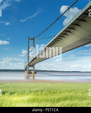 La sospensione Humber Bridge, Hull, Regno Unito. Foto Stock