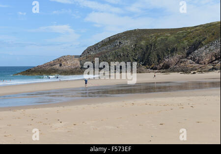 Spiaggia a Pointe de la Guette, Cap Frehal, Bretagna, Francia, UE Foto Stock