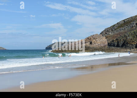 Spiaggia a Pointe de la Guette, Cap Frehal, Bretagna, Francia, UE Foto Stock