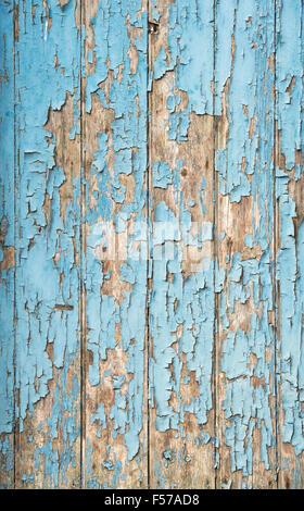 Il vecchio dipinto di blu porta in legno con peeling texture di vernice Foto Stock