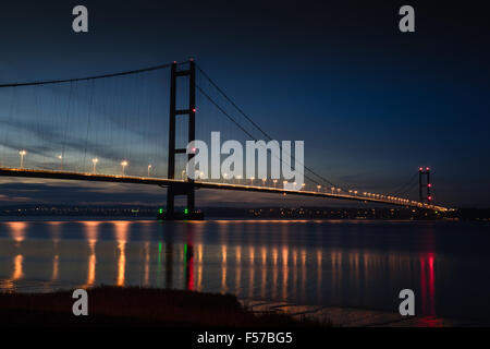 La sospensione Humber Bridge, Hull, Regno Unito. Foto Stock