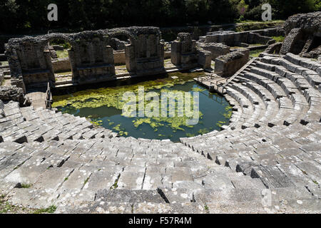 Il teatro antico nel sito archeologico di Butrinto in Albania Foto Stock