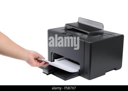 Stampante laser isolato su uno sfondo bianco Foto stock - Alamy