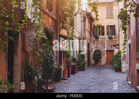 Accogliente street a Roma, Italia Foto Stock