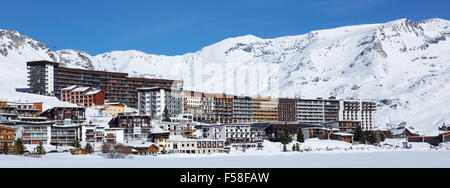 Paesaggio e località sciistica nelle Alpi Francesi,Tignes Foto Stock