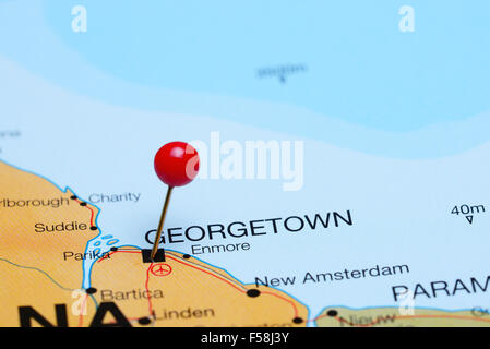 Georgetown imperniata su una mappa di America Foto Stock