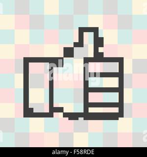 Vettore icona pixel pollice in alto su un sfondo quadrato Illustrazione Vettoriale