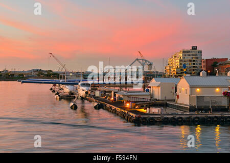 Tramonto al Porto Interno, Victoria, British Columbia, Canada Foto Stock