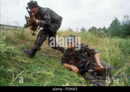 La guerra nella ex Jugoslavia, Sloveno milizia durante la guerra di indipendenza del luglio 1991 Foto Stock