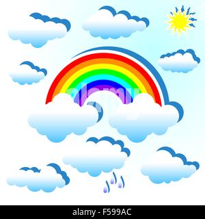 Nuvole e rainbow Illustrazione Vettoriale