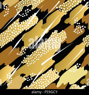 Fancy golden retrò 80s fashion seamless pattern Tribali Astratti forme boho lo sfondo dell'illustrazione. Ideale biglietto di auguri des Illustrazione Vettoriale