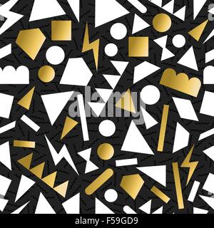 Fancy golden retrò 80s moda modello perfetta geometria lo sfondo dell'illustrazione. Ideale per il biglietto di auguri design, la stampa o il web. Illustrazione Vettoriale