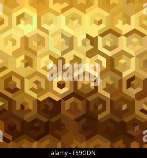 Fancy golden isometrica, 3d in forma di cubo seamless pattern in basso poli stile. Ideale per il web sfondo, stampa, o biglietto di auguri. Illustrazione Vettoriale