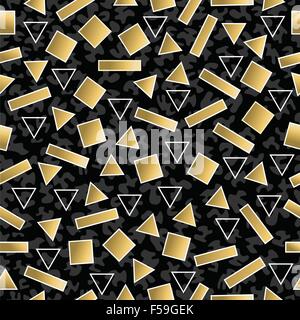 Retro vintage 80s stile geometria seamless pattern in fantasia di colore oro. Ideale per il biglietto di auguri design, la carta per la stampa e il web Illustrazione Vettoriale